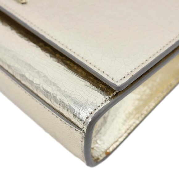 Yves Saint Laurent  Kate Metallic Crackled Calfskin Leather Crossbody Bag Gold - Picture 8 of 13